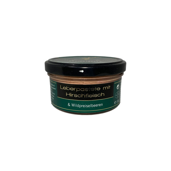 Wildgenuss - Leberpastete mit Hirschfleisch und Wild-Preiselbeeren, 150g-Glas