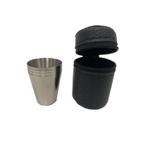 Augustusburger Edelbrände - 4er-Set stapelbare Edelstahl-Becher mit Tasche, 30ml