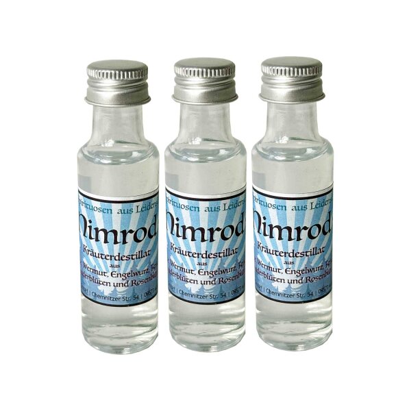 NIMROD - Kräuter-Destillat Jagd-Spirituose, 45% Vol. 3x 20ml-Set